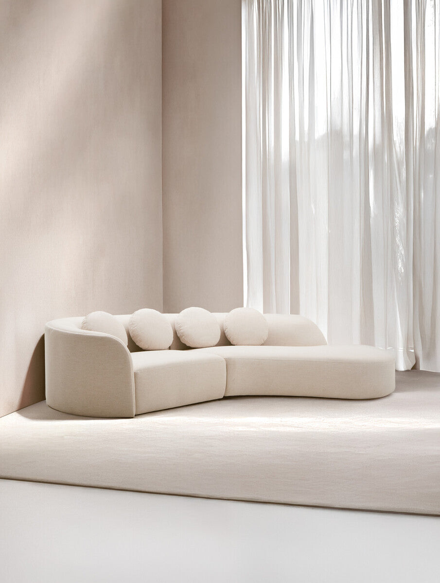 Ovada Cream Linen Fabric 3 Seater Sofa