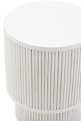 Walsa Whitewash Mango Wood Ridge Detail Side Table - PN Home