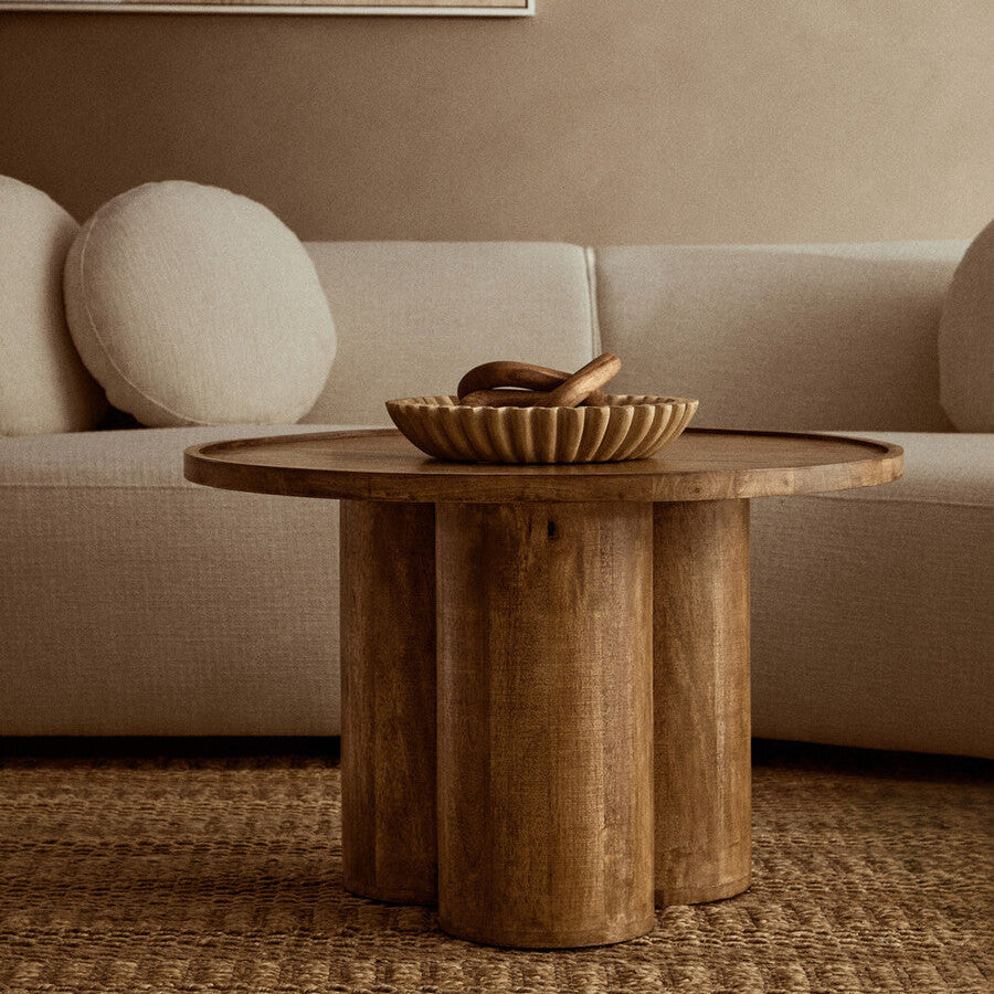 Walsa Natural Mango Wood Column Detail Coffee Table - PN Home