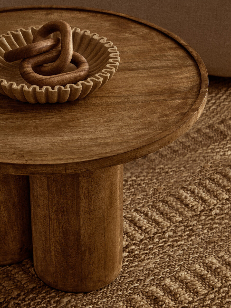 Walsa Natural Mango Wood Column Detail Coffee Table - PN Home