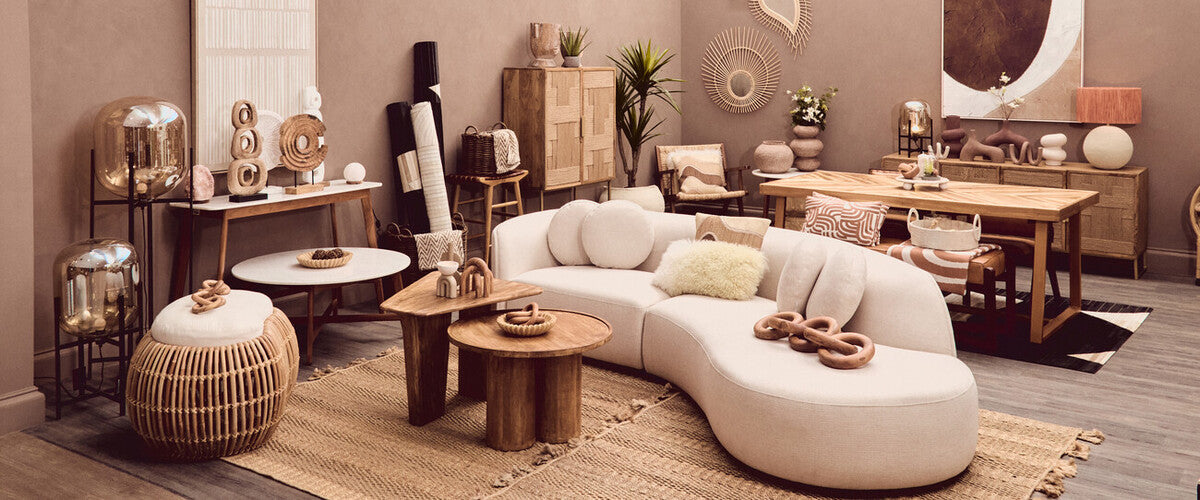 Walsa Natural Mango Wood Column Detail Coffee Table - PN Home