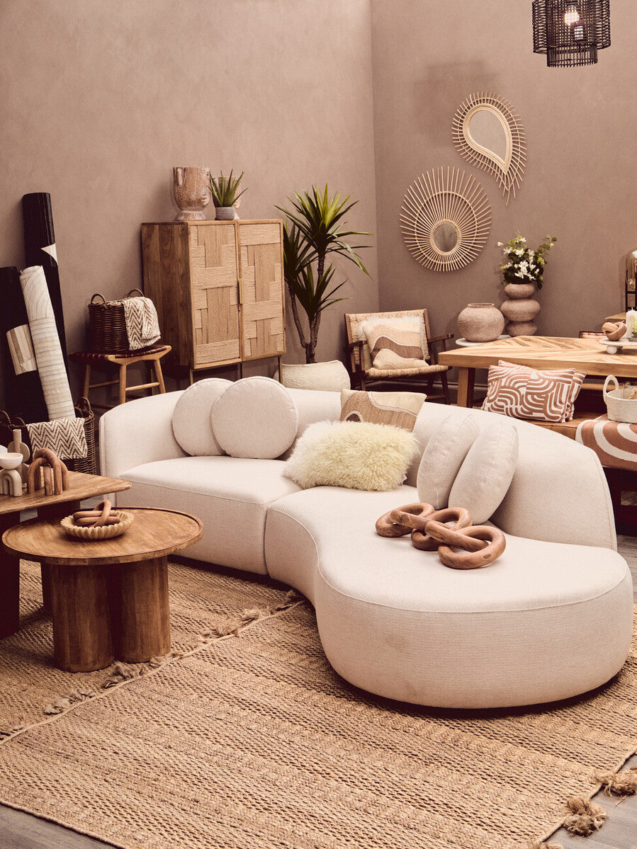 Walsa Natural Mango Wood Column Detail Coffee Table - PN Home