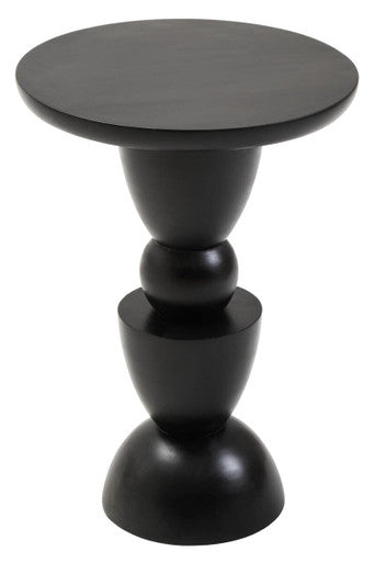 Walsa Black Finish Mango Wood Circle Column Detail Side Table