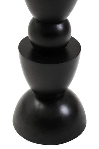 Walsa Black Finish Mango Wood Circle Column Detail Side Table