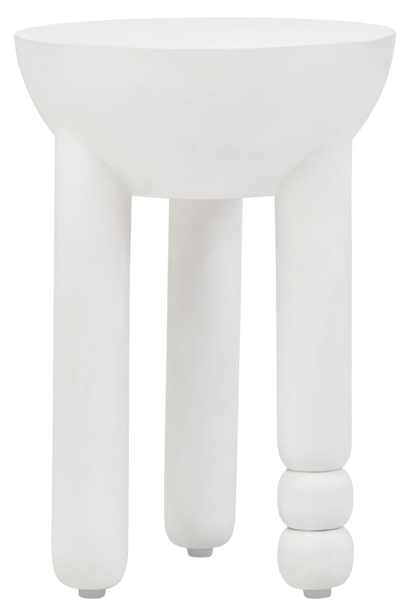Walsa Whitewash Mango Wood Column Detail Round Side Table - PN Home