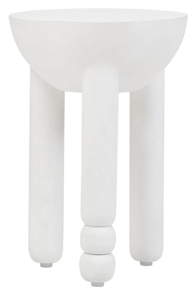 Walsa Whitewash Mango Wood Column Detail Round Side Table - PN Home