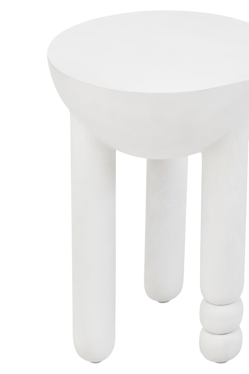 Walsa Whitewash Mango Wood Column Detail Round Side Table - PN Home
