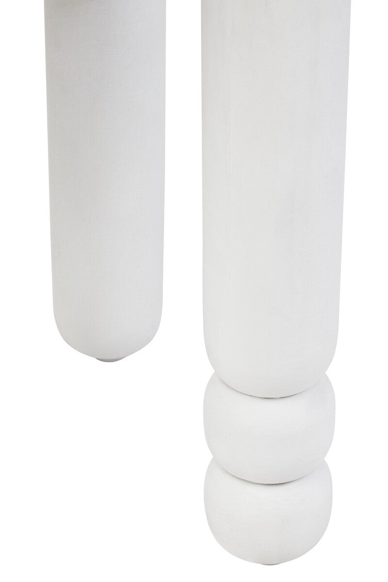 Walsa Whitewash Mango Wood Column Detail Round Side Table