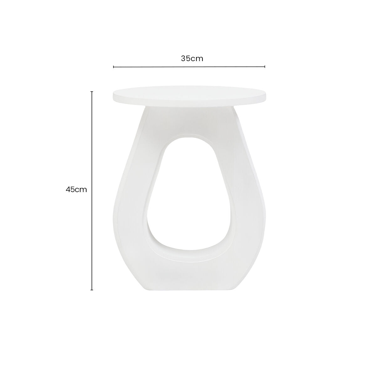 Whitewash Finish Mango Wood Accent Table with Horseshoe Cutout Base, Walsa - PN Home
