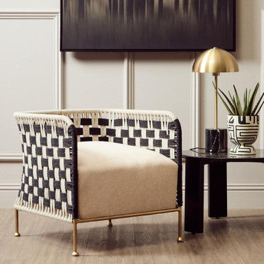 Satna Black And White Jute Chair - PN Home