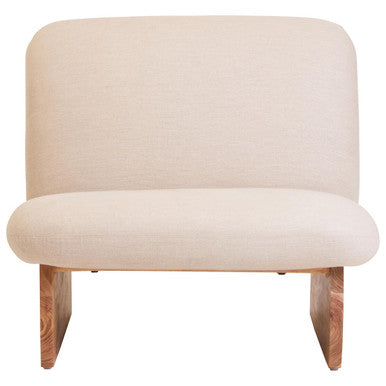 Parova Cream Linen Textured Armless Chair With Wood Base - PN Home