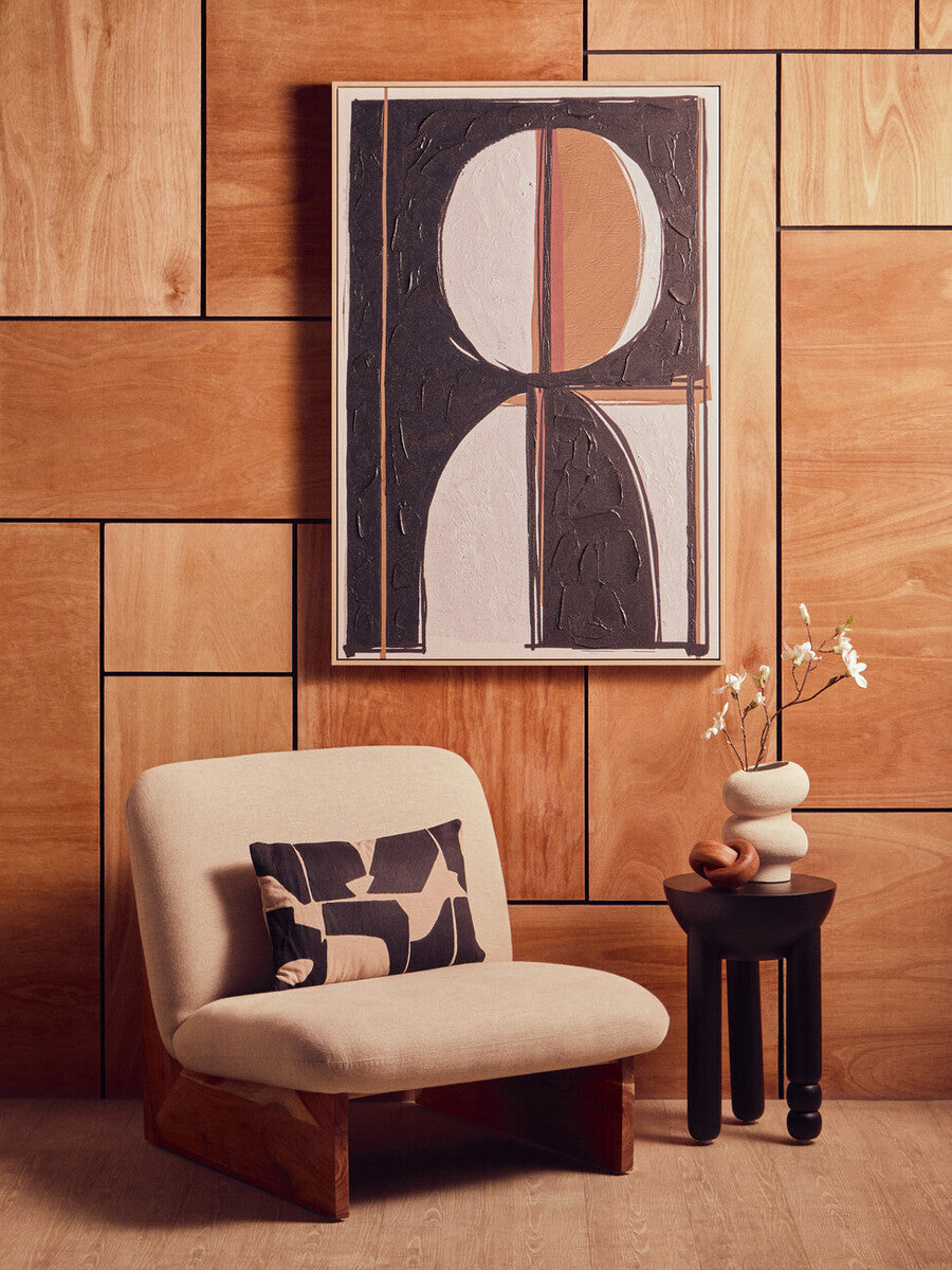 Parova Cream Linen Textured Armless Chair With Wood Base - PN Home