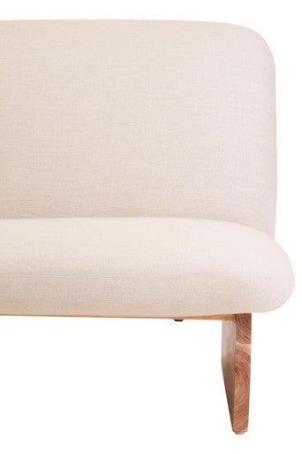 Parova Cream Linen Textured Armless Chair With Wood Base - PN Home