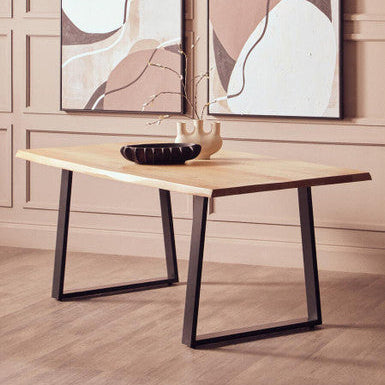 Persolo Mango Wood Live Edge Black Metal legs Dining Table - PN Home