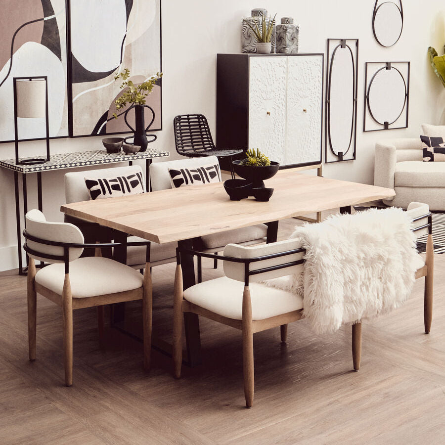 Persolo Mango Wood Live Edge Black Metal legs Dining Table - PN Home