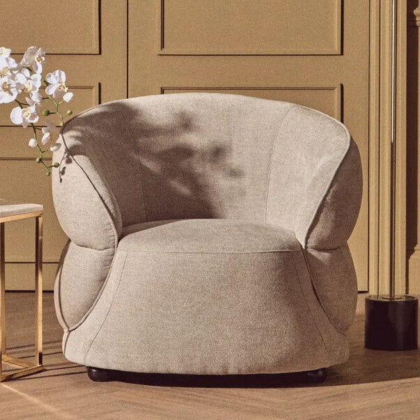 Daphne Taupe Chenille Curved Chair - PN Home