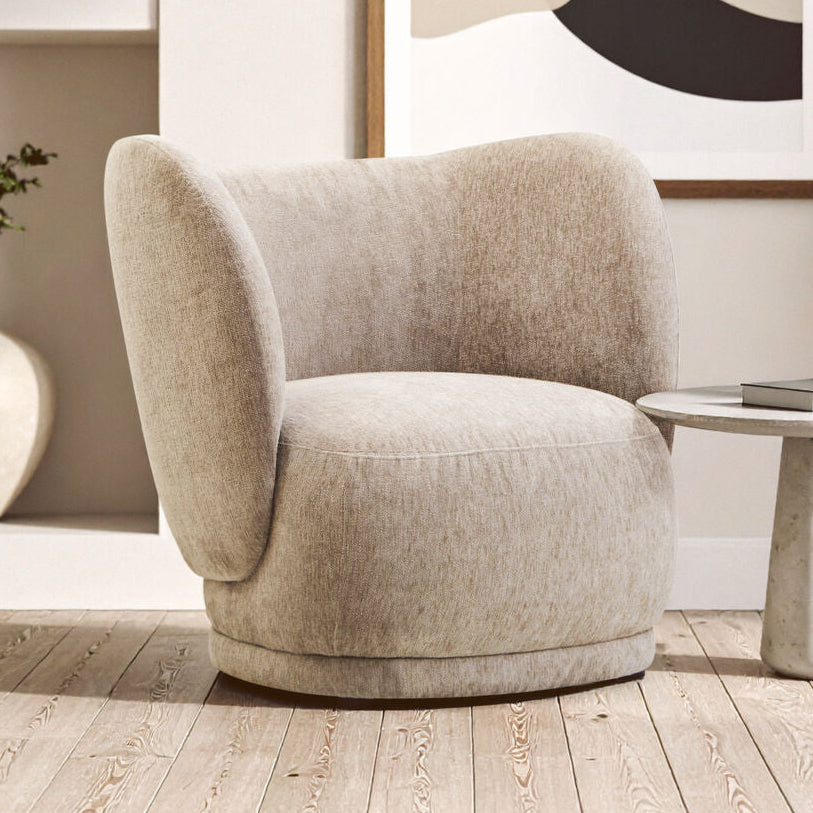 Delray Deep Stone Chenille Curved Chair - PN Home
