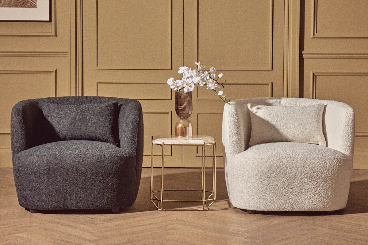 Bruge Textured Cream Curved Chair - PN Home