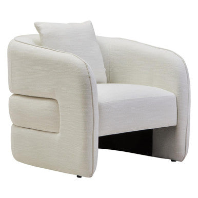 Bilani Cream Linen Effect Curved Chair - PN Home