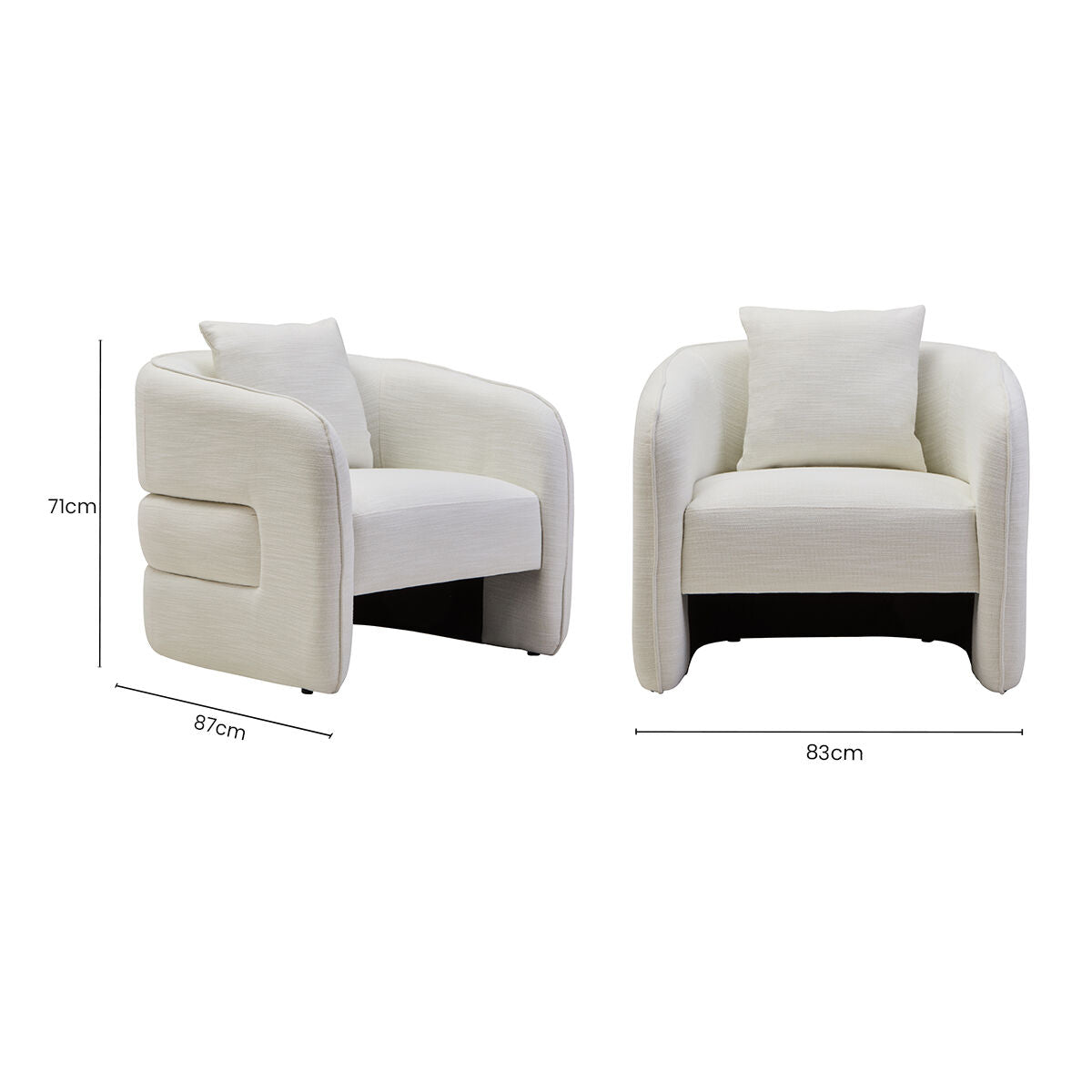 Bilani Cream Linen Effect Curved Chair - PN Home