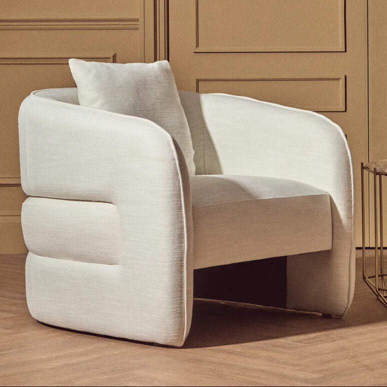 Bilani Cream Linen Effect Curved Chair - PN Home