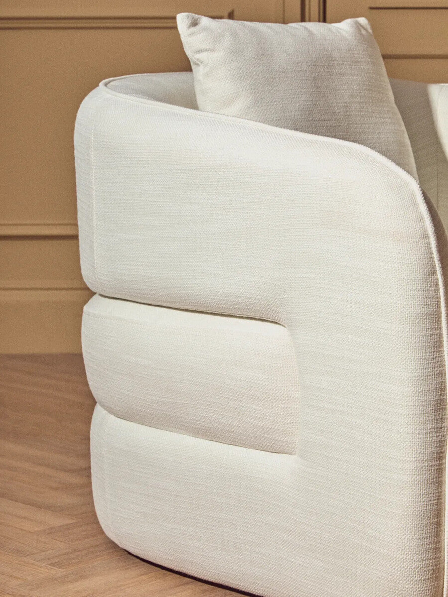 Bilani Cream Linen Effect Curved Chair - PN Home