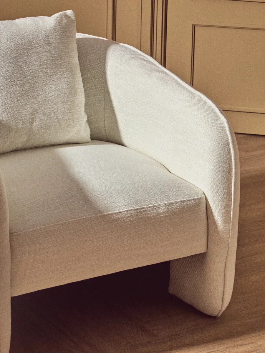 Bilani Cream Linen Effect Curved Chair - PN Home