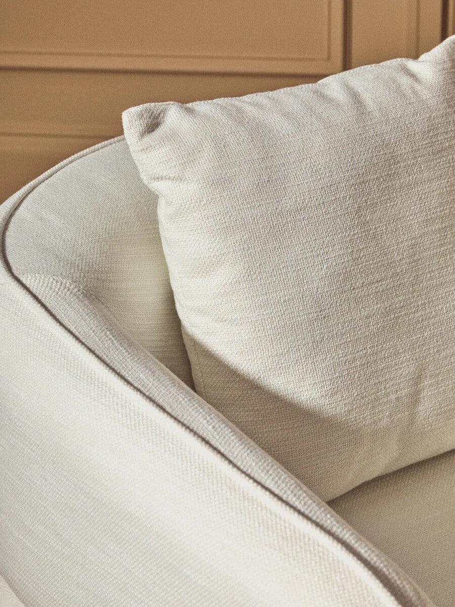 Bilani Cream Linen Effect Curved Chair - PN Home