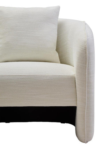 Bilani Cream Linen Effect Curved Chair - PN Home