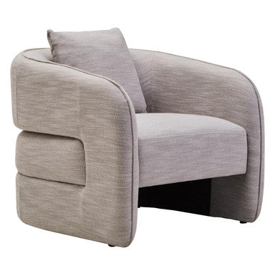 Bilani Grey Linen Effect Curved Chair - PN Home