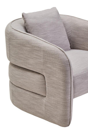 Bilani Grey Linen Effect Curved Chair - PN Home