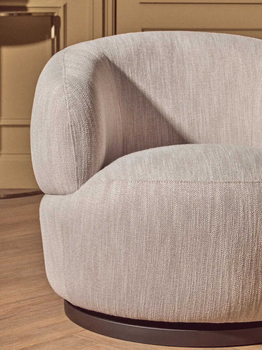 Bordo Textured Grey Curved Swivel Chair - PN Home