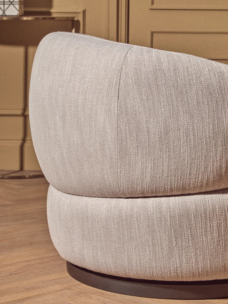 Bordo Textured Grey Curved Swivel Chair - PN Home