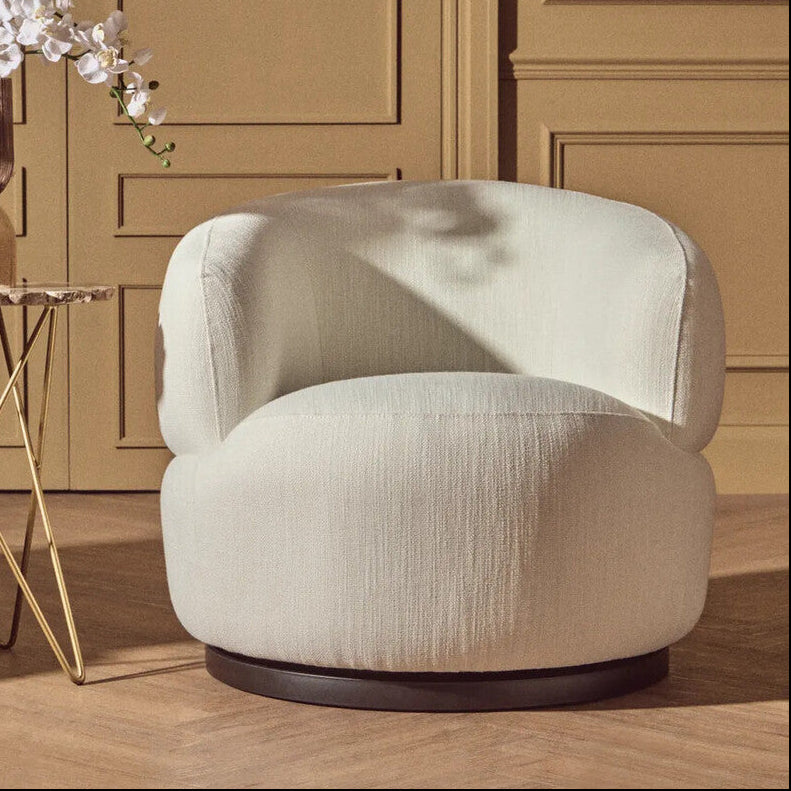Bordo Textured Cream Curved Swivel Chair - PN Home