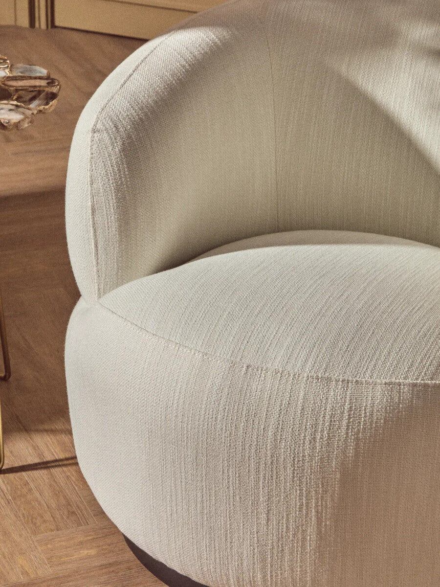 Bordo Textured Cream Curved Swivel Chair - PN Home