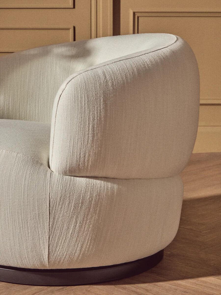 Bordo Textured Cream Curved Swivel Chair - PN Home