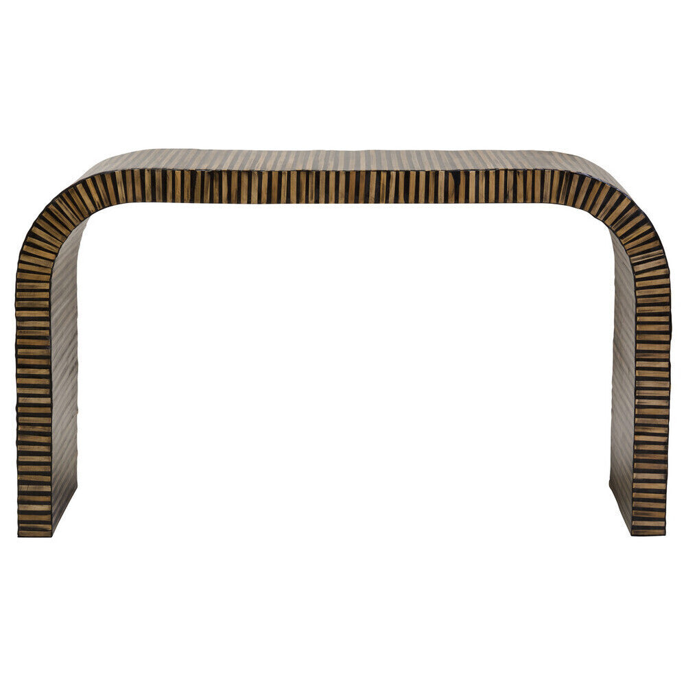 Bambusa Bamboo Inlay Curved Console Table - PN Home