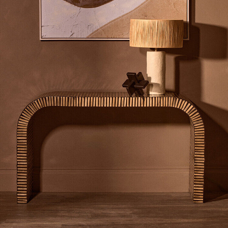 Bambusa Bamboo Inlay Curved Console Table - PN Home