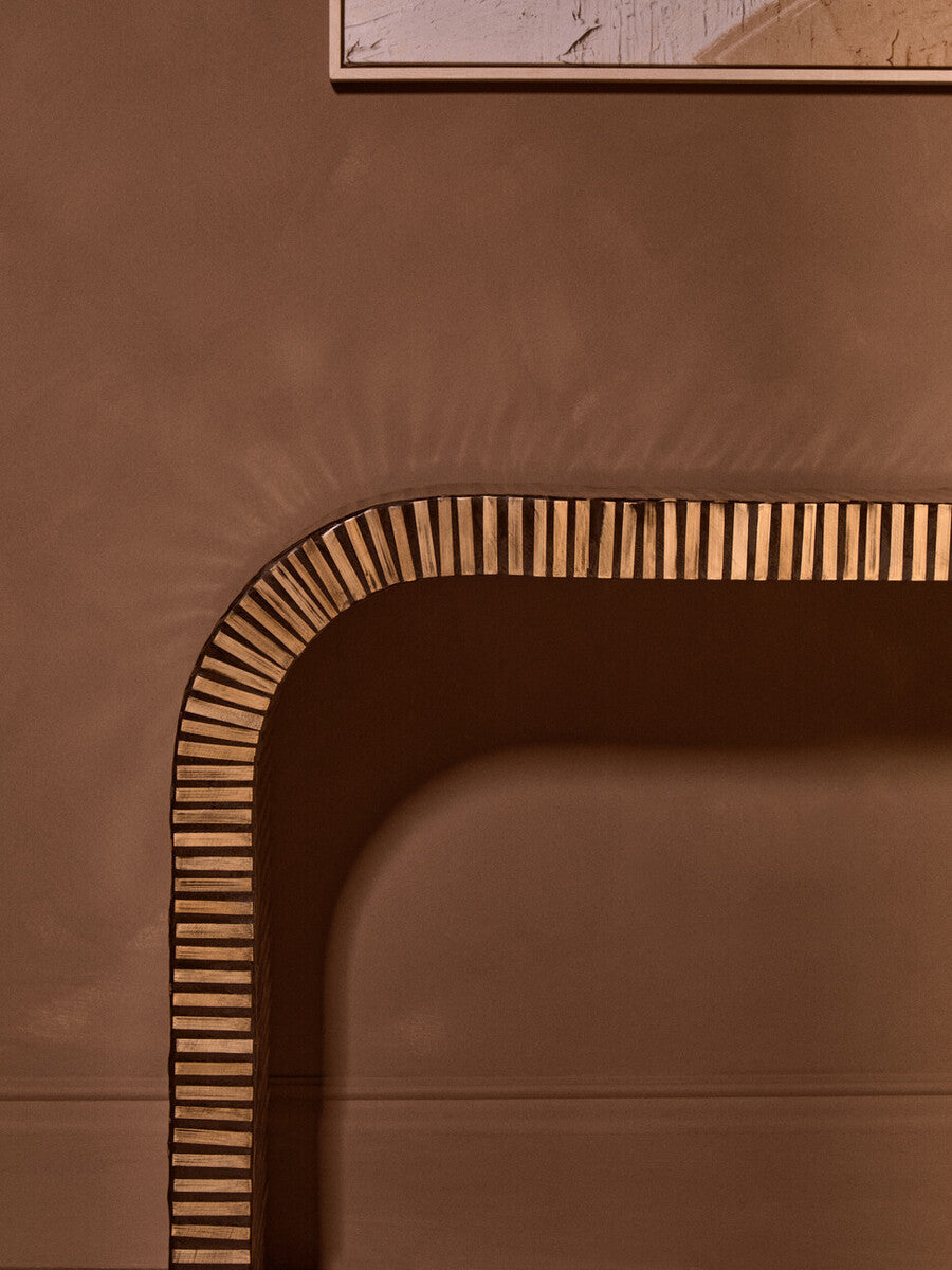 Bambusa Bamboo Inlay Curved Console Table - PN Home