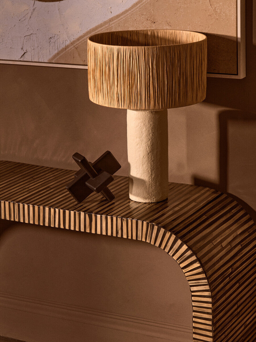 Bambusa Bamboo Inlay Curved Console Table - PN Home