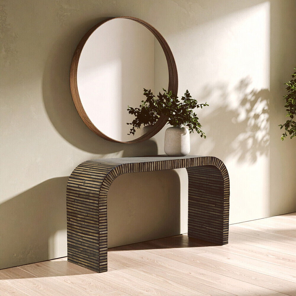 Bambusa Bamboo Inlay Curved Console Table - PN Home