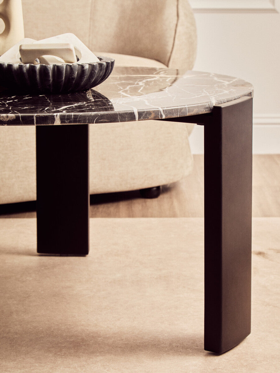 Palermo Round Black Marble Top Large Coffee Table - PN Home