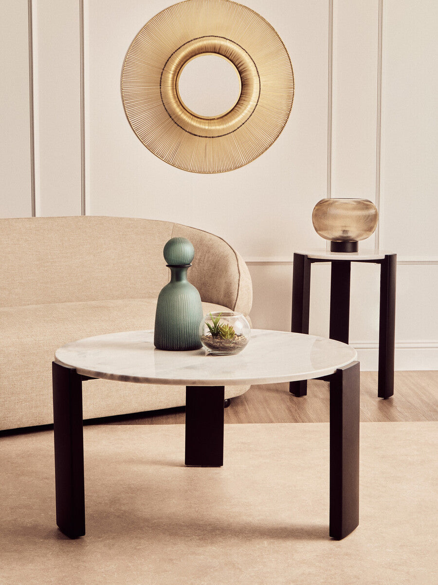 Palermo Round White Marble Top Large Coffee Table - PN Home