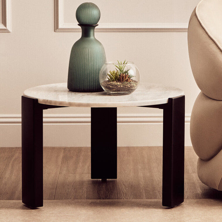 Palermo Round White Marble Top Small Coffee Table - PN Home