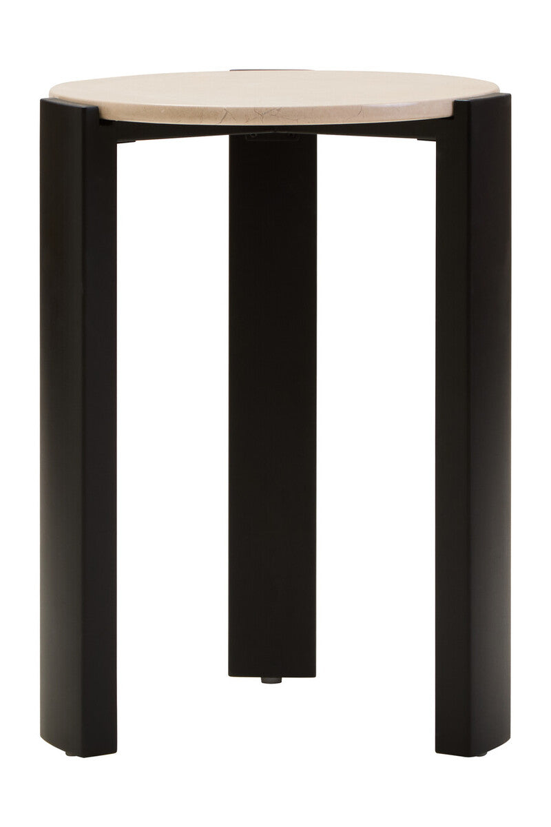 Palermo Cream Marble Top Round Side Table