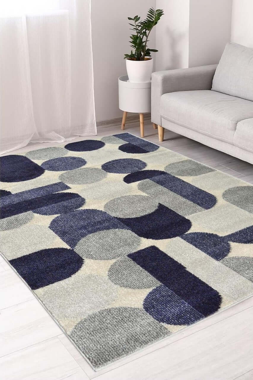 Villa Blue Abstract Rug - PN Home