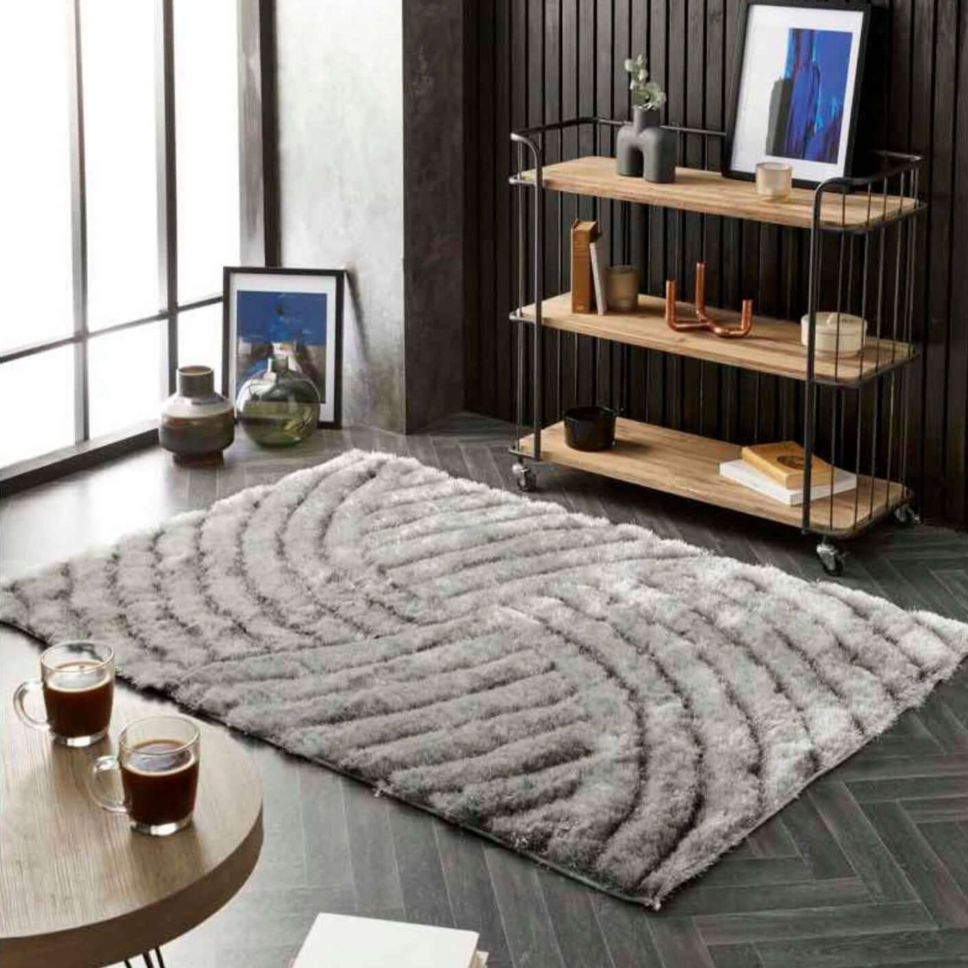 Dallas Silver Grey Shaggy Rug - PN Home