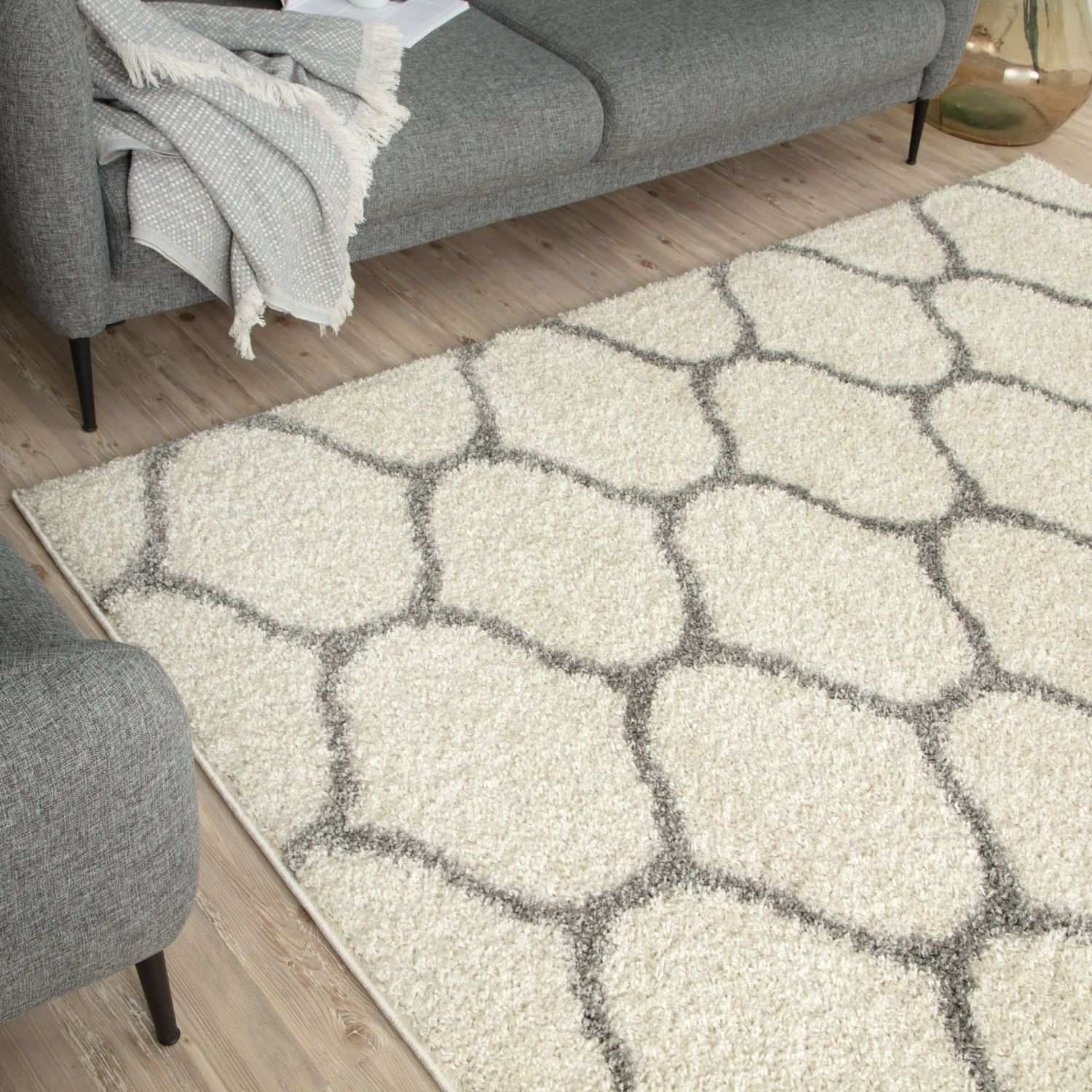 Moroccan Ivory Shaggy Rug | 600 - PN Home