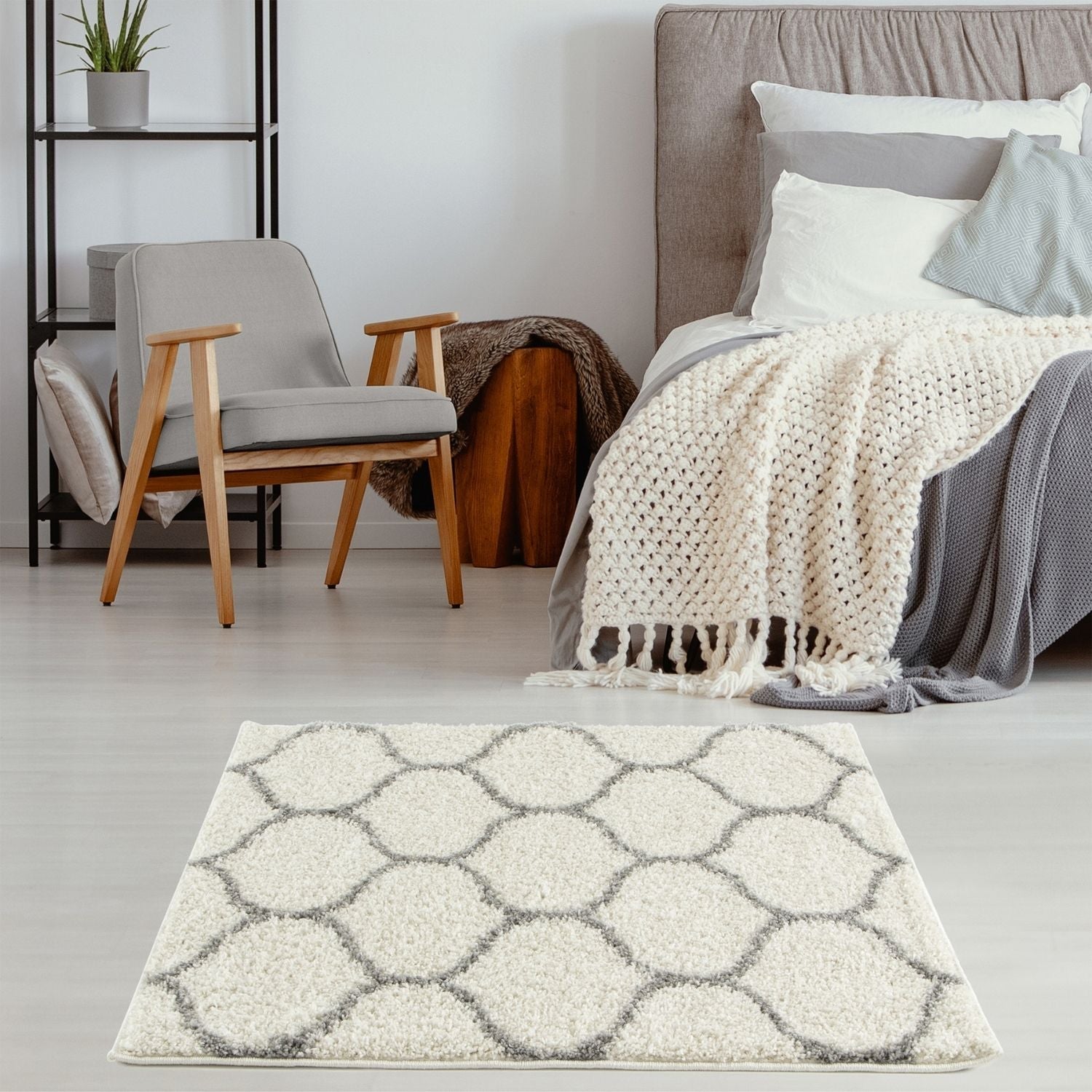 Moroccan Ivory Shaggy Rug | 600 - PN Home