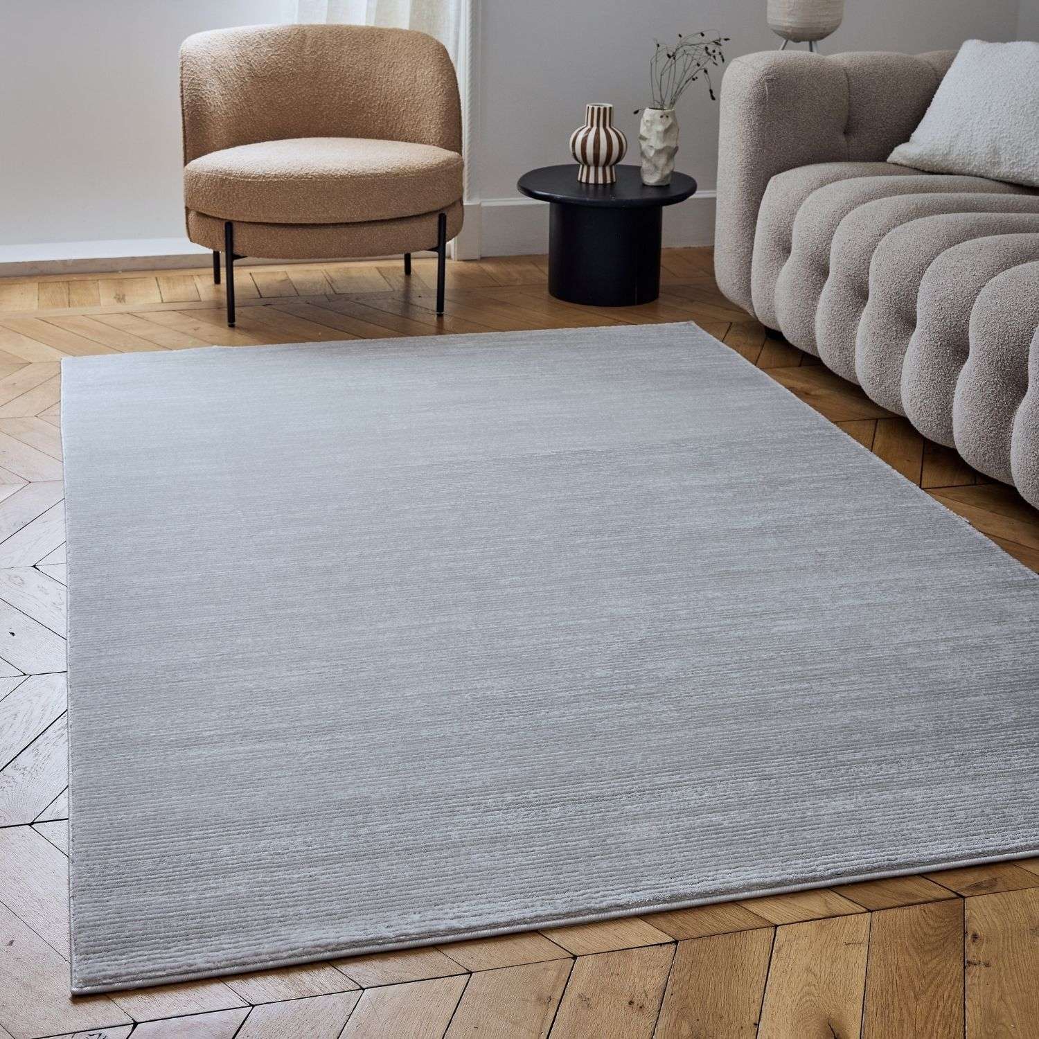 Carmel Grey-Cream Striped Rug | 6020 - PN Home